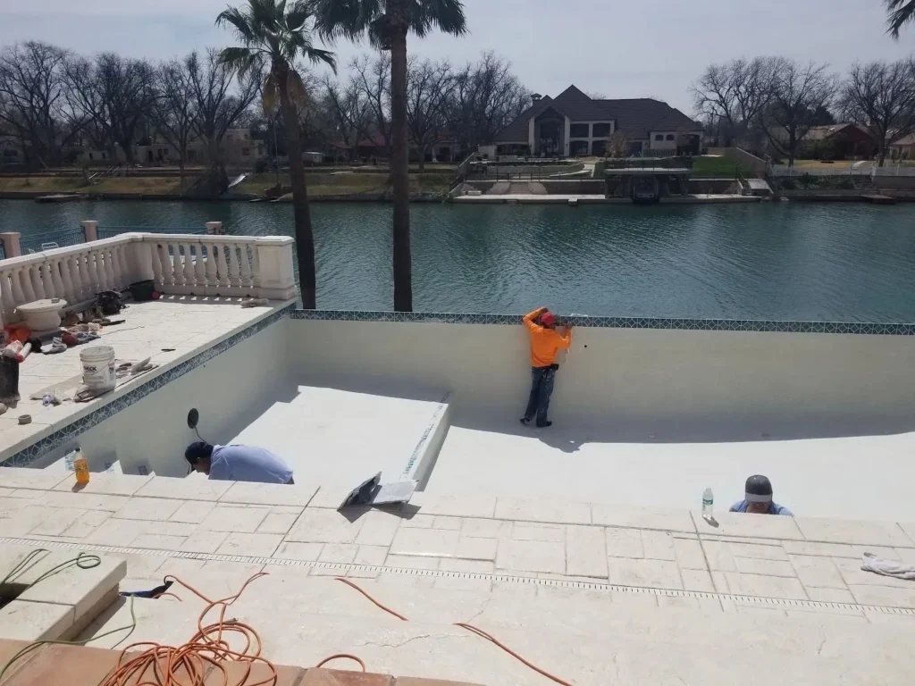 Aquatic Pools crew working on a new pool shell in New Mexico