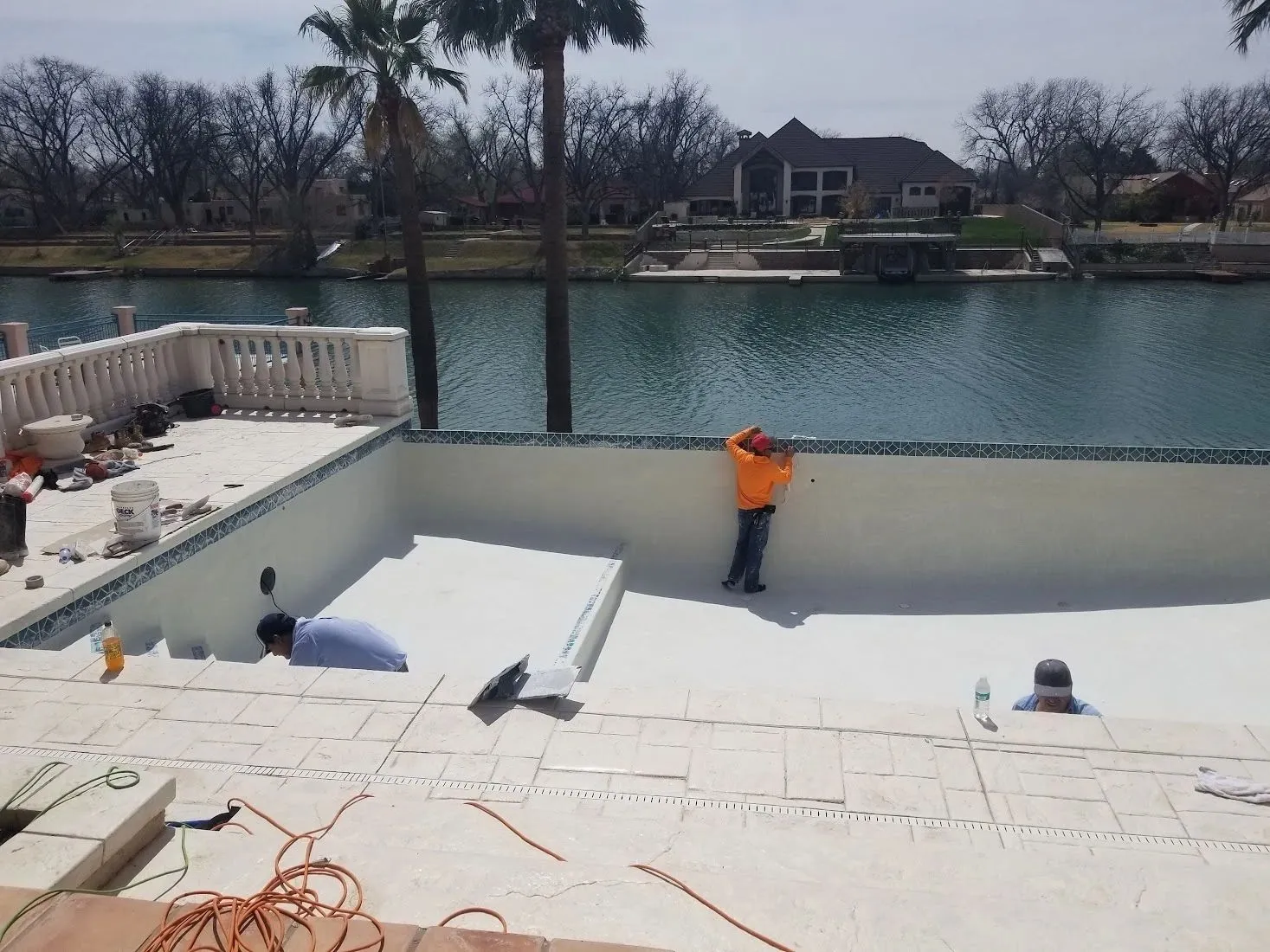 Aquatic Pools crew working on a new pool shell in New Mexico